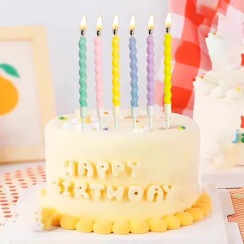 6Pcs Colorful Spiral Birthday Candles With Holders Multicolor Twist Cake Decoration Candles For Party Baking Accessories