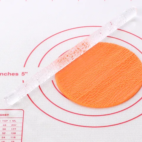 Acrylic Fondant Embossing Rolling Pin With Crocodile Pattern Clear Non-stick Texture Rolling Pin For Baking Cake Decorating Clay Tools