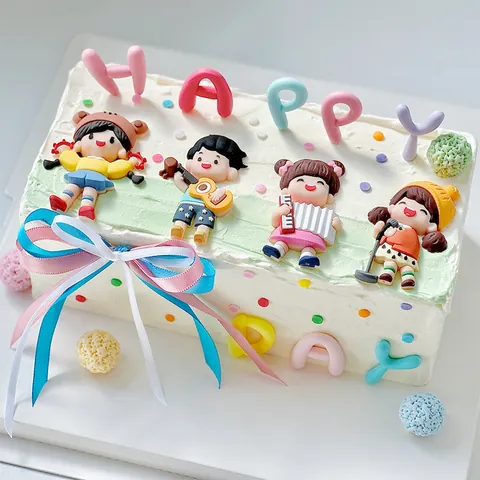 Decorazioni per Torte in Gomma Morbida Tema Musica Figurine Ragazzo Ragazza per Festa di Compleanno Bambini Lettere Happy Day
