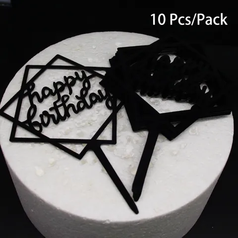 Toppers para Tartas de Cumpleaños de Plástico Flexible de Grado Alimenticio Insertos Decorativos para Postres de Fiesta Accesorios de Repostería Geométricos Modernos