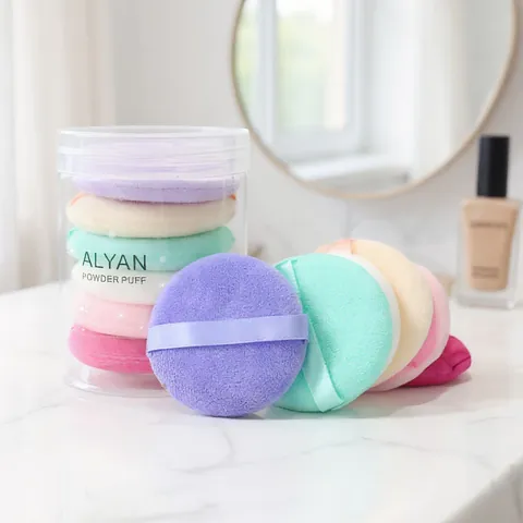 ALYAN Round Crystal Velvet Powder Puff Soft Plush Makeup Sponge Applicator For Loose Powder Face Body Cosmetic Beauty Tools