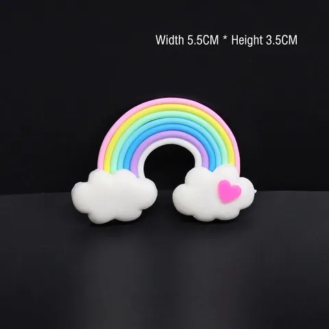 Kleurrijke Polymeerklei Regenboog Ster Wolk Taarttopper Voor Verjaardagsfeestje Bakdecoratie Schattige Macaron-stijl Handgemaakte Taartornament