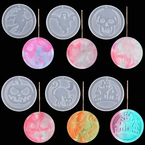 Halloween Series Silicone Mold Ghost Witch Pumpkin Bat Skull Haunted House DIY Resin Casting Molds For Jewelry Aromatherapy Plaster Pendant Car Decoration