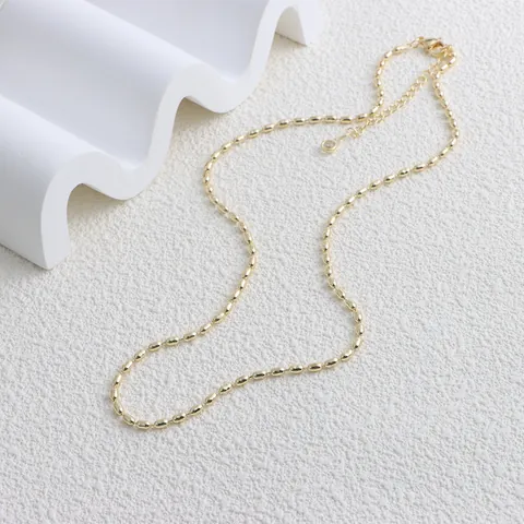 Koreanische Minimalistische Metall Reiskette Halskette Für Damen Vintage Stil Einfache Choker Halskette Geometrische Kragen Schmuck Zubehör