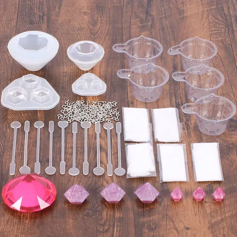 Kit de Moldes de Fundición de Resina DIY Herramientas de Silicona Formas de Diamante Pasadores de Ojo Copas de Mezcla Goteros Guantes Para Accesorios de Artesanía