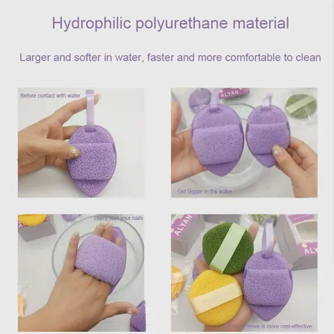 Hydrophilic Polyurethane Facial Cleansing Puff Honeycomb Soft Makeup Remover Sponge With Finger Strap Deep Clean Face Washing Tool Women Beauty Tool