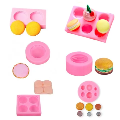 3D Siliconen Macaron Vorm DIY Handgemaakte Zeep Kleivorm Simulatie Burger Vormige Fondant Bakgereedschap Voor Dessert Ambacht Cadeau