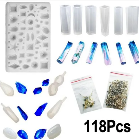 Moule en Silicone en Résine de Cristal pour la Fabrication de Bijoux DIY Pendentifs Boucles d'Oreilles Tiges Fermoirs