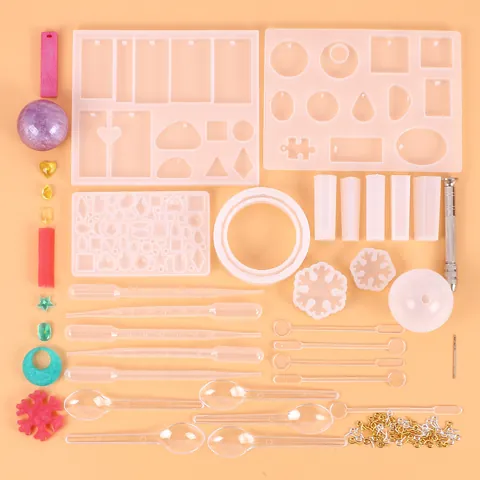 DIY Jewelry Resin Casting Molds Set Silicone Molds With Hand Drill Droppers Stirrers For Earring Pendant Making Craft Supplies