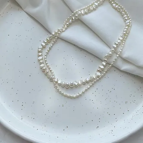 Handgefertigte Natürliche Barock Süßwasserperlen Halskette 14K Gold Gefüllt Reispierle Vintage Retro Stil Schmuck Für Damen