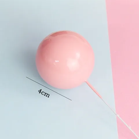 Metallic Foam Ball Cake Toppers Gold Silver Pink Blue Mirror Cake Decorating Plug-in For Birthday Wedding Party Celebration Accessory