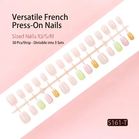 Frans Gradiënt Press-on Nagels Multi Maat Hars Kunstnagels Zoet Bloemen Vlinder DIY Manicure Strip Voor Dames