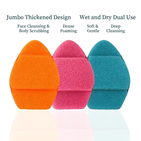XXL Extra Large Thicker Facial Cleansing Sponge Glove Polyurethane Deep Cleaning Bath Sponge Honeycomb Texture Makeup Remover Puff