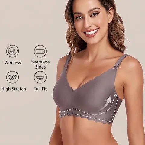 Soutien-Gorge d'Allaitement Sans Couture pour Femmes Maternité Sans Armatures Soutien Souple Bord Festonné Grande Taille