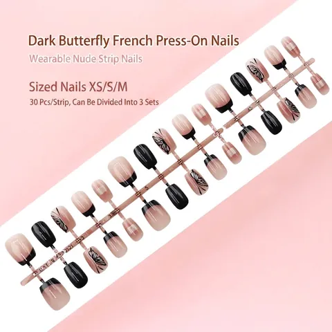 Handgemaakte Press On Nagels Set Franse Stijl Assorti Maten Kunstnagels Voor Vrouwen Nagelkunst Decoratie Accessoire