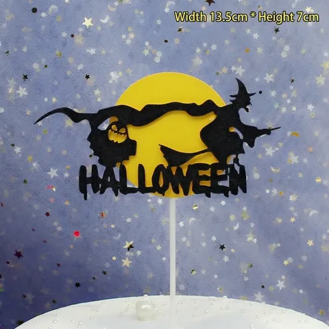 Halloween Cake Topper Paper Witch Castle Pumpkin Bat Silhouette Dessert Decor For Birthday Party Festive Baking Accessories