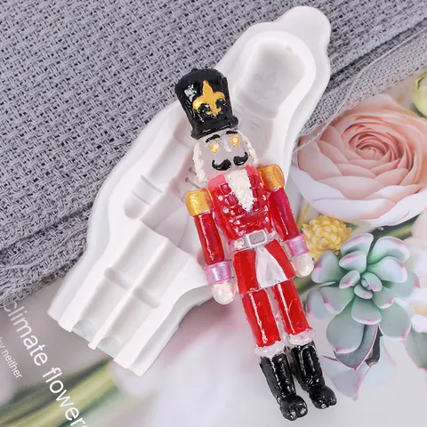Moule en Silicone Soldat Casse-Noisette de Noël DIY Coulée de Résine Cristal Outil de Décoration de Gâteau Moule de Poupée Soldat