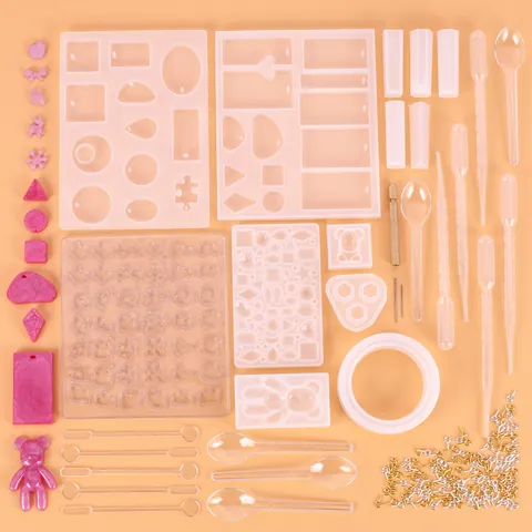 Silicone Resin Jewelry Molds DIY Crystal Epoxy Casting Molds Kit For Pendant Necklace Earrings Handcraft Art Supplies Silicone Craft Mold Tools
