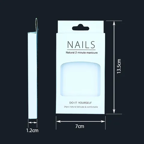 White Cardboard Packaging Box For False Nails Press On Nails With Clear Window Hanging Hole Professional Manicure Storage Box