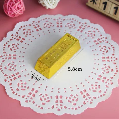 Simulatie Plastic Gouden Ingot Gouden Munt Gouden Steen Ornamenten Voor Chinees Nieuwjaar Geluk Rijkdom Taart Topper Decoratie