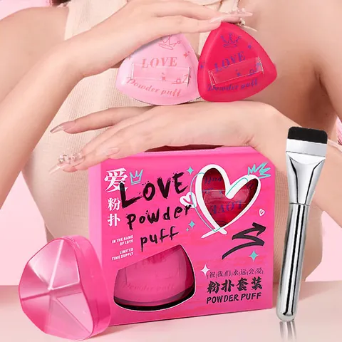 Professional Hydrophilic Non-Latex Triangle Makeup Sponge Set With Storage Case Rubycell Leather Surface Foundation Blending Tool Beauty Sponge Puff Box Set For Women