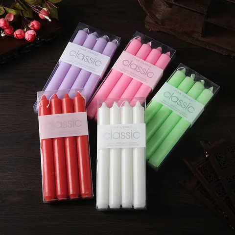 European Classic Paraffin Wax Taper Candles Smokeless Dripless Unscented Long Stick Candles For Wedding Romantic Dinner Party Home Decor