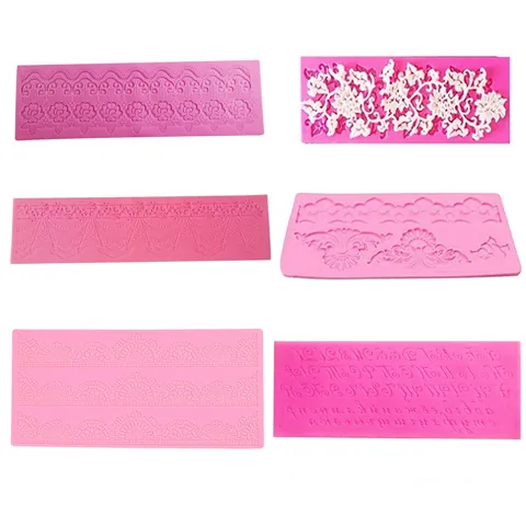 Silicone Fondant Lace Mat Cake Decoration Mold Floral Rose Relief DIY Baking Tool Chocolate Gumpaste Border Decor Mold