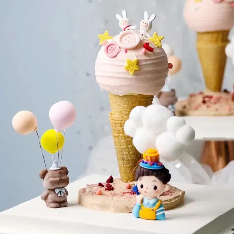 Ice Cream Theme Cake Stand Support Kit With 9cm Gasket Plastic Piling Bracket For Birthday Father's Day Baking Decoration