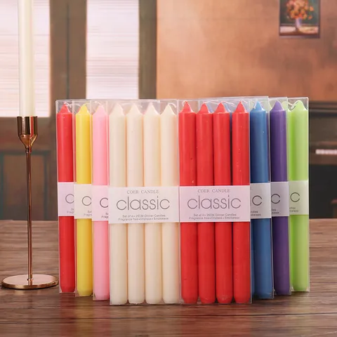 European Classic Paraffin Wax Taper Candles Smokeless Dripless Unscented Long Stick Candles For Wedding Romantic Dinner Party Home Decor