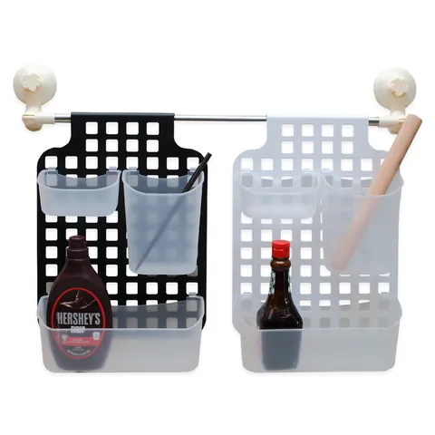 Multifunctional Wall Mounted Storage Rack Plastic Stainless Steel Punch Free Suction Cup Organizer Kitchen Bathroom Minimalist