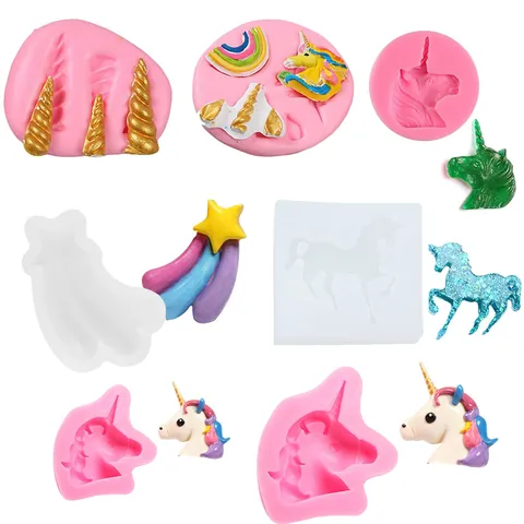Unicorn Silicone Mold Horn Ear Eye Flower Leaf Shape For Fondant Chocolate Resin Clay DIY Cake Decoration Baking Tool