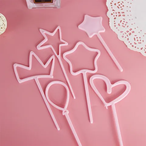 Plastic Heart Star Crown Cake Topper Set For Birthday Party Baking Dessert Decoration Minimalist Heart Shape Cupcake Topper For Kids Adults Events