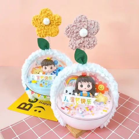 Diadema de Flores de Arcilla Blanda Figura de Dibujos Animados Decoración de Pastel para Día del Niño San Valentín Accesorios Lindos