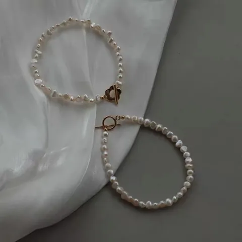 Bracelet en Perles d'Eau Douce Baroques Naturelles Pour Femmes Rétro Plaqué Or 14K Cuivre Fermoir OT Perle Irrégulière Fait à la Main
