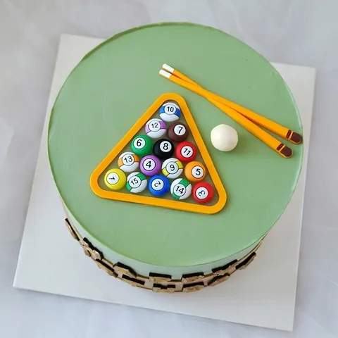 Billiards Pool Table Cake Topper Set Miniature Sports Theme Soft Rubber Birthday Party Cake Decoration For Men Boys Gifts