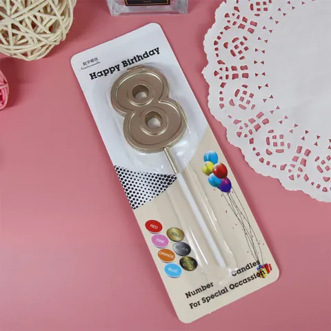 Vela de Cumpleaños de Número Metálico Oro Plata Champaña Parafina Adorno Para Pastel Para Decoración de Fiesta Celebración Aniversario