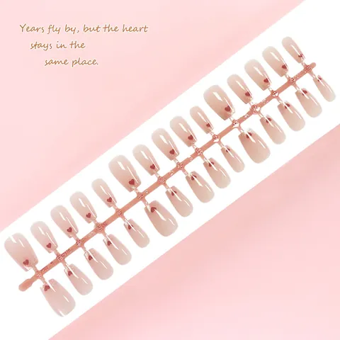 Elegante Pink Katzenauge Nägel zum Aufdrücken Herzmuster Künstliche Nägel Glitzer Süßer Stil Vollabdeckung Harz Fake Nails Damen