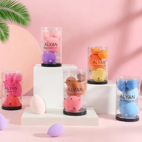 ALYAN Makeup Sponge Set Hydrophilic Non-Latex Teardrop Beveled Cut Beauty Egg Foundation Sponge Wet Dry Use In Snowflake Cylinder