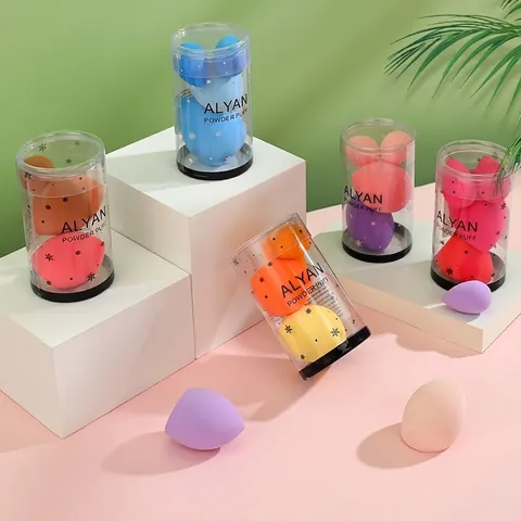 ALYAN Makeup Sponge Set Hydrophilic Non-Latex Teardrop Beveled Cut Beauty Egg Foundation Sponge Wet Dry Use In Snowflake Cylinder