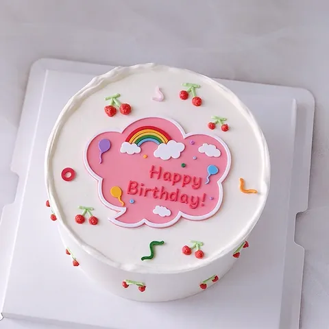 Soft Rubber Cloud Rainbow Cake Topper Writable DIY Happy Birthday Dessert Baking Decoration Balloon Heart Party Supplies