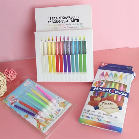 Rainbow Colored Flame Birthday Candles Paraffin Wax Cake Topper For Kids Party Banquet Celebration Decoration Rainbow Candle