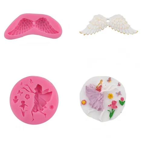 Angel Wings Silicone Mold Cherub Fairy Chocolate Fondant Cake Decorating Tools Handcrafted Soap Molds Baking Accessories Kitchen DIY Crafts