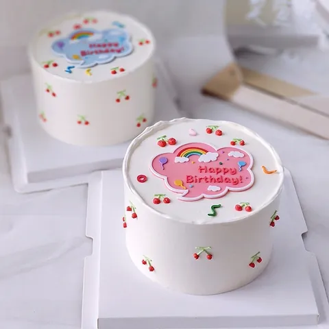 Soft Rubber Cloud Rainbow Cake Topper Writable DIY Happy Birthday Dessert Baking Decoration Balloon Heart Party Supplies