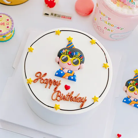 Weichgummi Cartoon Junge Mädchen Tortendeko Figur Mit Sonnenbrille Partyhut Für Kinder Geburtstag Party Backdekor Zubehör