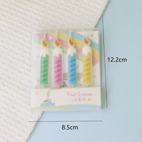 Colorful Cute Cartoon Birthday Candles Romantic Four Seasons Style Spiral Cake Topper Decoration For Kids Party Wedding Banquet Celebration
