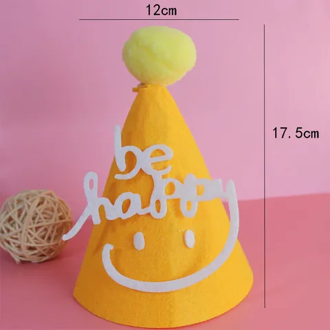 Sombrero de Fiesta de Cumpleaños de Fieltro DIY Con Pompón Estrella Lazo Decoración Accesorios de Fotografía Primer Cumpleaños Bebé Sombrero de Tela No Tejida