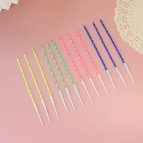 12Pcs Colorful Spiral Birthday Candles Long Thin Cake Candles For Birthday Party Celebration Decoration Cake Topper Decor