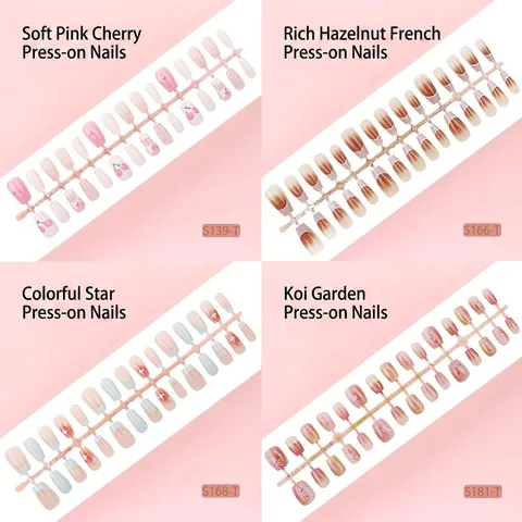 Professional Press On Nails Pre-fabricated False Nail Tips Ice-through Gradient Style ABS Resin Artificial Nails For Women Daily Party Nail Art Decoration