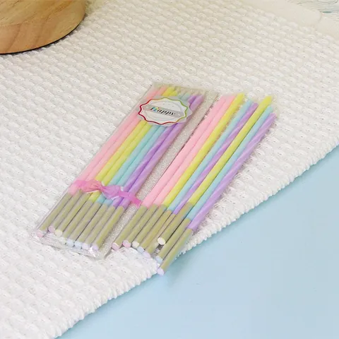 Macaron Spiral Birthday Candles Slim Long Cake Decoration Candles Romantic Paraffin Threaded Candles Multicolor Anniversary Party Supplies