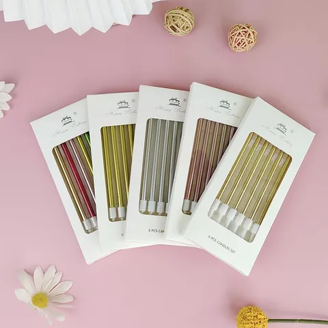 Bougies d'Anniversaire Crayon Électroplaquées Décorations de Gâteaux Métalliques Longues et Fines pour Mariage et Fêtes